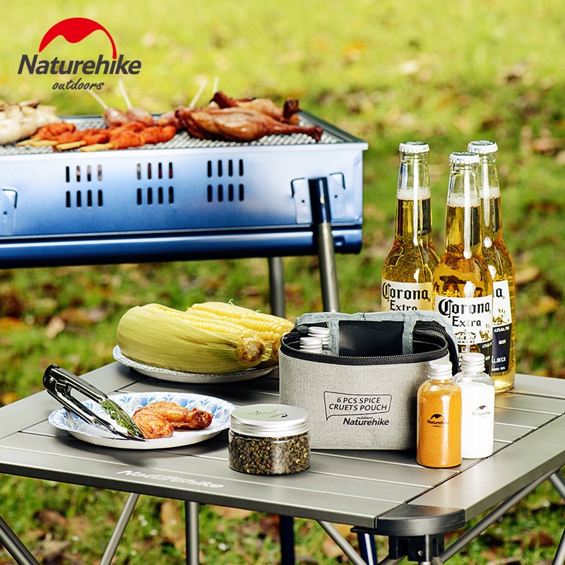 Naturehike 6pcs Outdoor Camping Kruiden Flessen Blikjes Met EEN Zak Voor BBQ Draagbare Picknick Servies Opslag Container