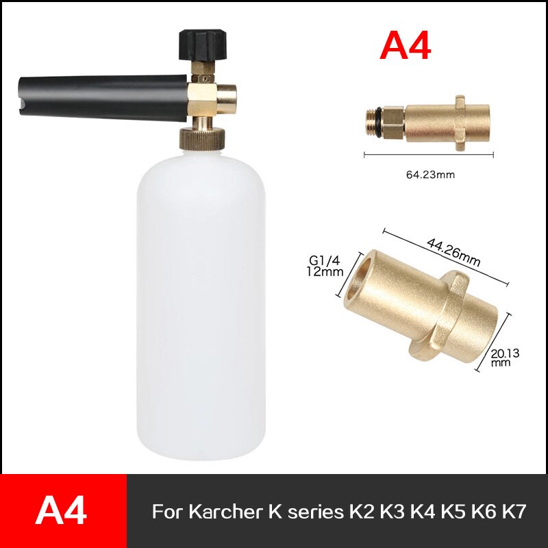 Générateur de mousse pour karcher avec différents types adaptateurs de filetage mâle buse de mousse de neige pistolet savon moussant voiture huter générateur de mousse: Orange