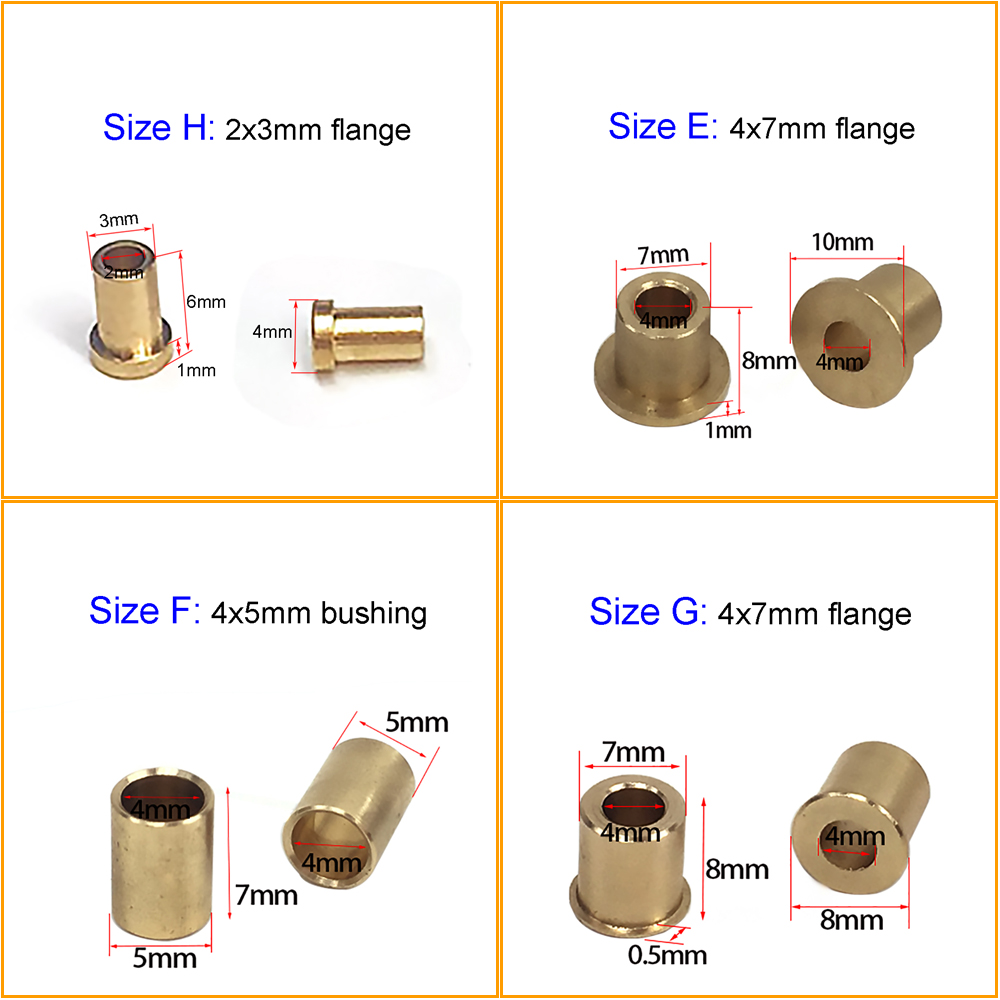 10 Uds. De cojinete de manguito de eje de casquillo de brida de eje de buje de latón para eje de 2mm, 3mm, 4mm y 5mm para barco RC, piezas de repuesto marinas DIY