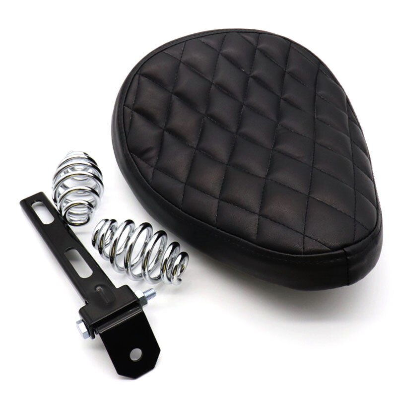 Aangepaste motorfiets pu lederen zadelkussens 3 "veren solo beugelzadel universeel voor harley chopper bobber cafe racer: 17