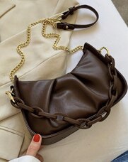 Folding Herfst En Winter Mode Ketting Messenger Bag Koreaanse Sweet Acryl Draagbare Schoudertas: Coffee
