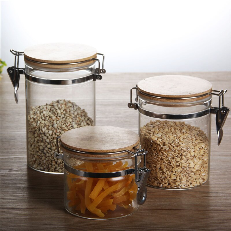 Kreative Glas Luft Engen Lebensmittel Container Gläser mit Deckel Speisekammer Veranstalter Gewürz Container Pojemniki Kuchenne Kleine Container AC50CN
