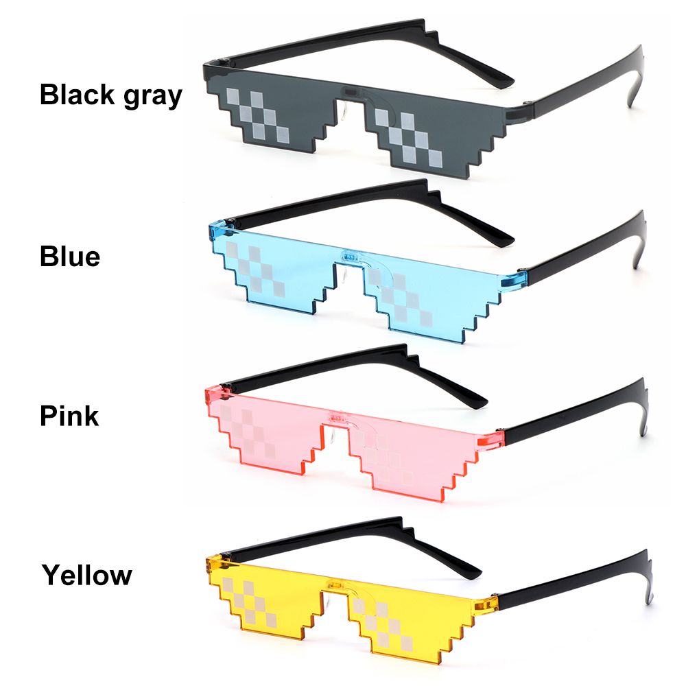 divertido mosaico gafas de sol Thug Life gafas de sol Pixel negro Retro Gamer Robot gafas de sol de cumpleaños Cosplay favores