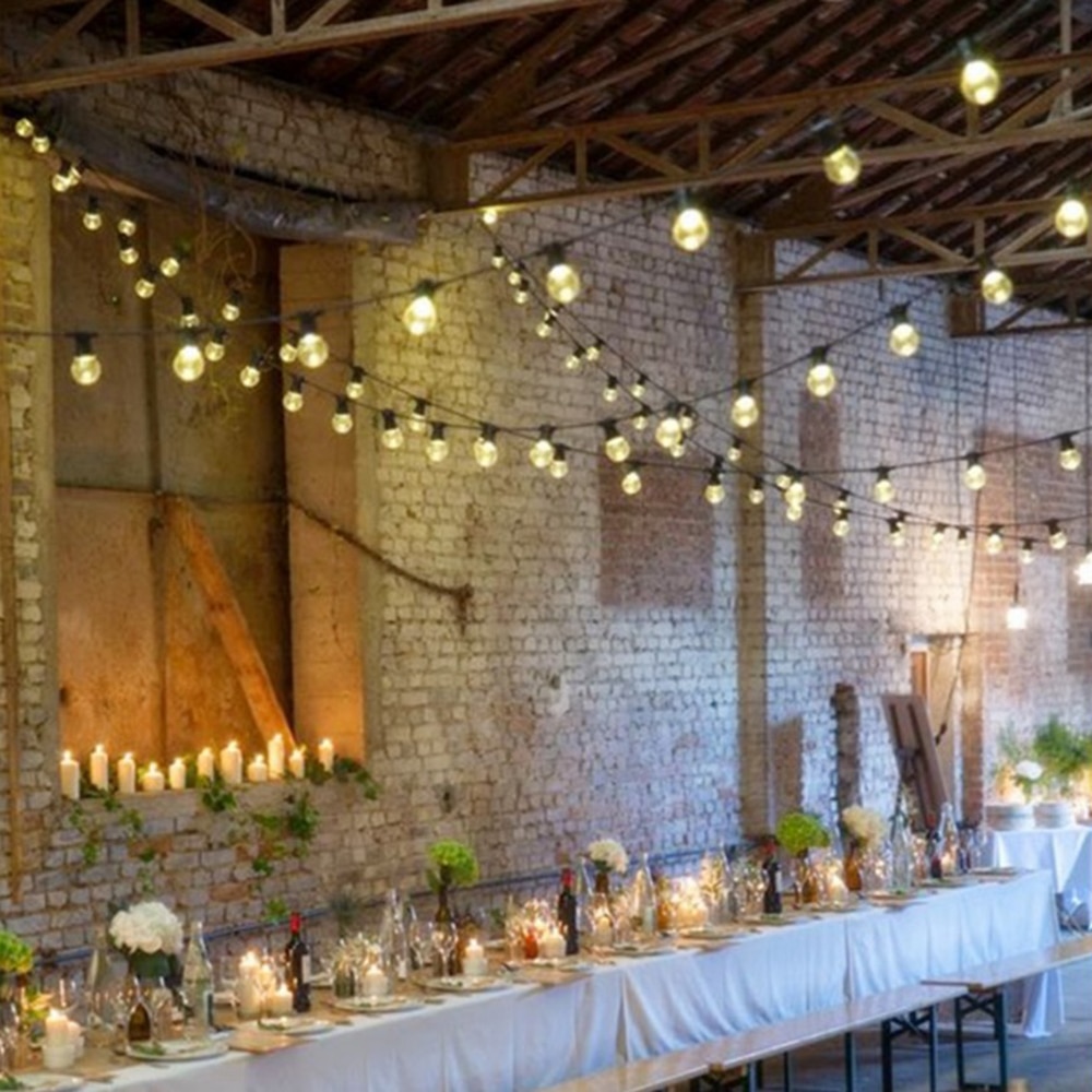 10 20 pærer ledet kloden streng fe lys jul  g50 utendørs vanntett ledet lys streng lys bryllup hage fest uteplass Port