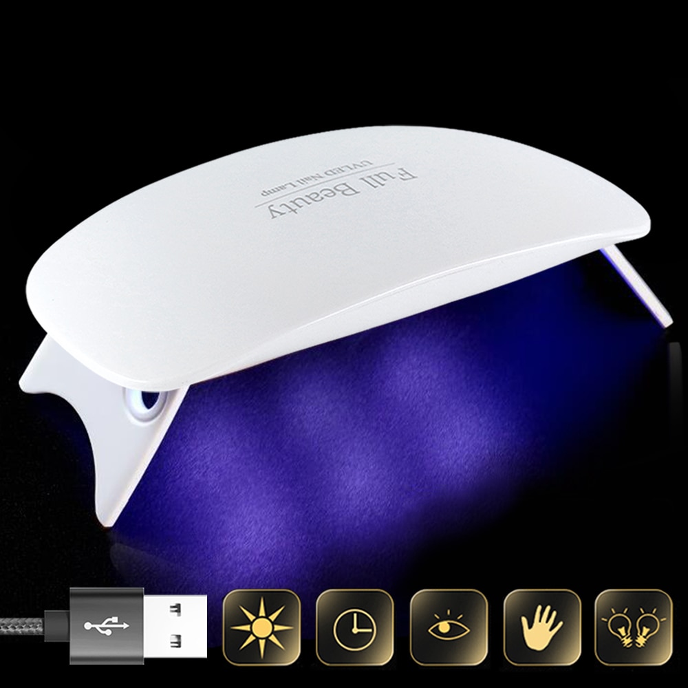 Uv led neglelampe hvid mini negletørrer maskine 9w bærbar foldbar micro usb hjemmebrug polish tørrelampe til manicure  sa1016