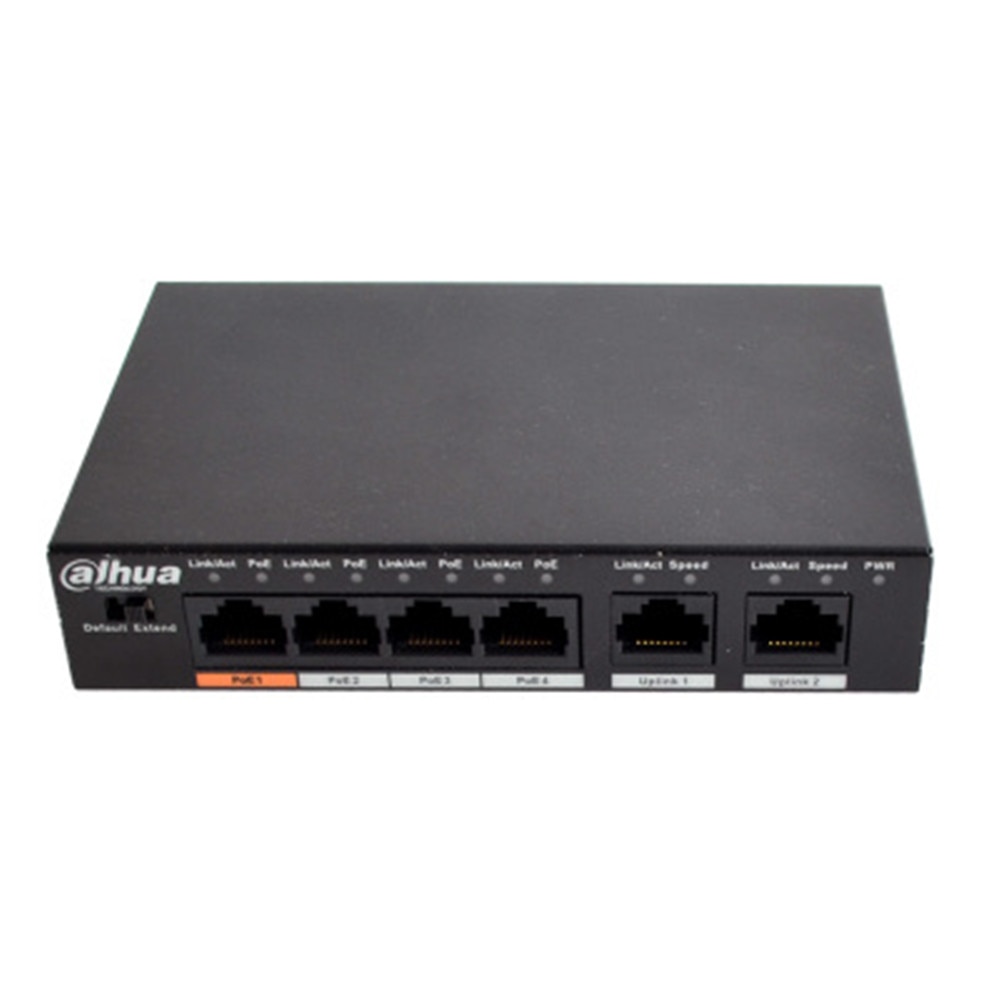 Dahua 4ch Poe Switch DH-S1500C-4ET2ET-DPWR 4CH Ethernet Switch Met 250 M Power Transit Afstand Ondersteuning Poe Poe + &amp; Hi-Poe Protocol