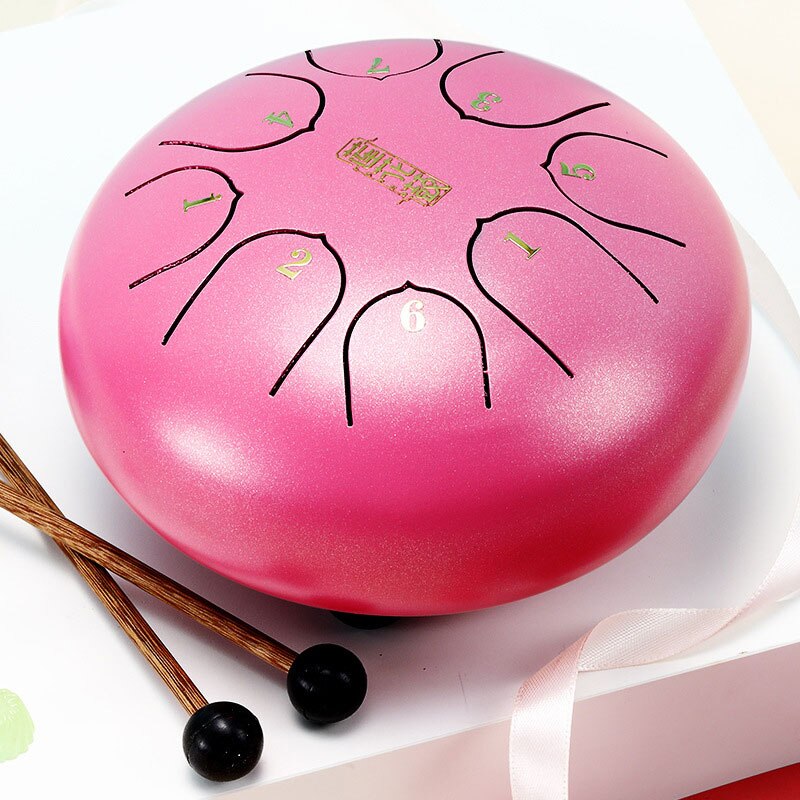 Kit de tambor de acero natural, tambor de lengüeta, 6 pulgadas, 8 tonos, sartén de mano de acero, tanque de tambor, instrumentos de percusión, YS-BU de: pink