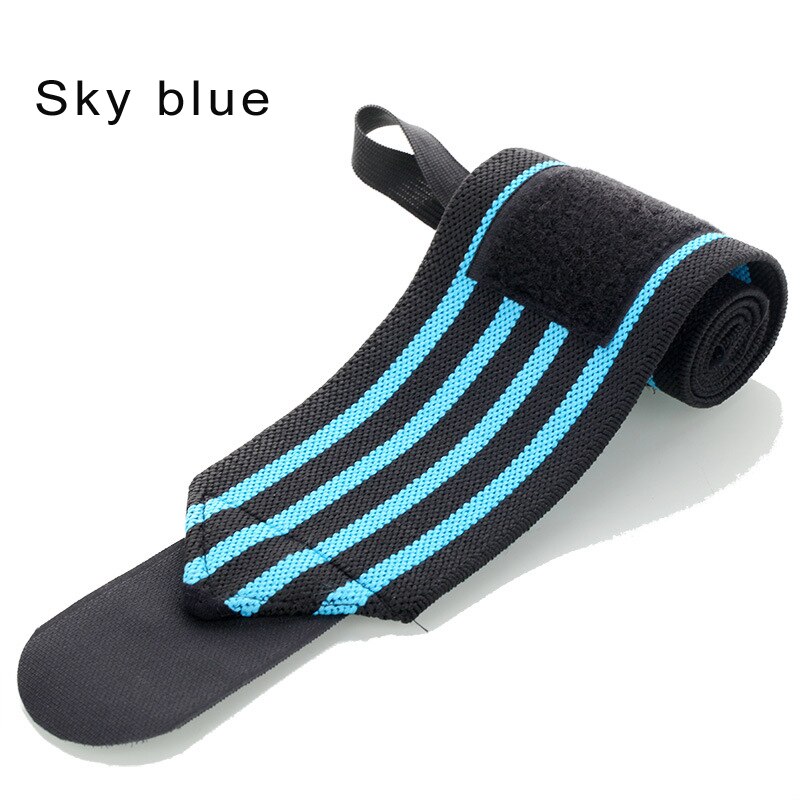 sports ElasticWrap bandage Wrist guard for badminton dumbbell booster belt wristband: Sky blue