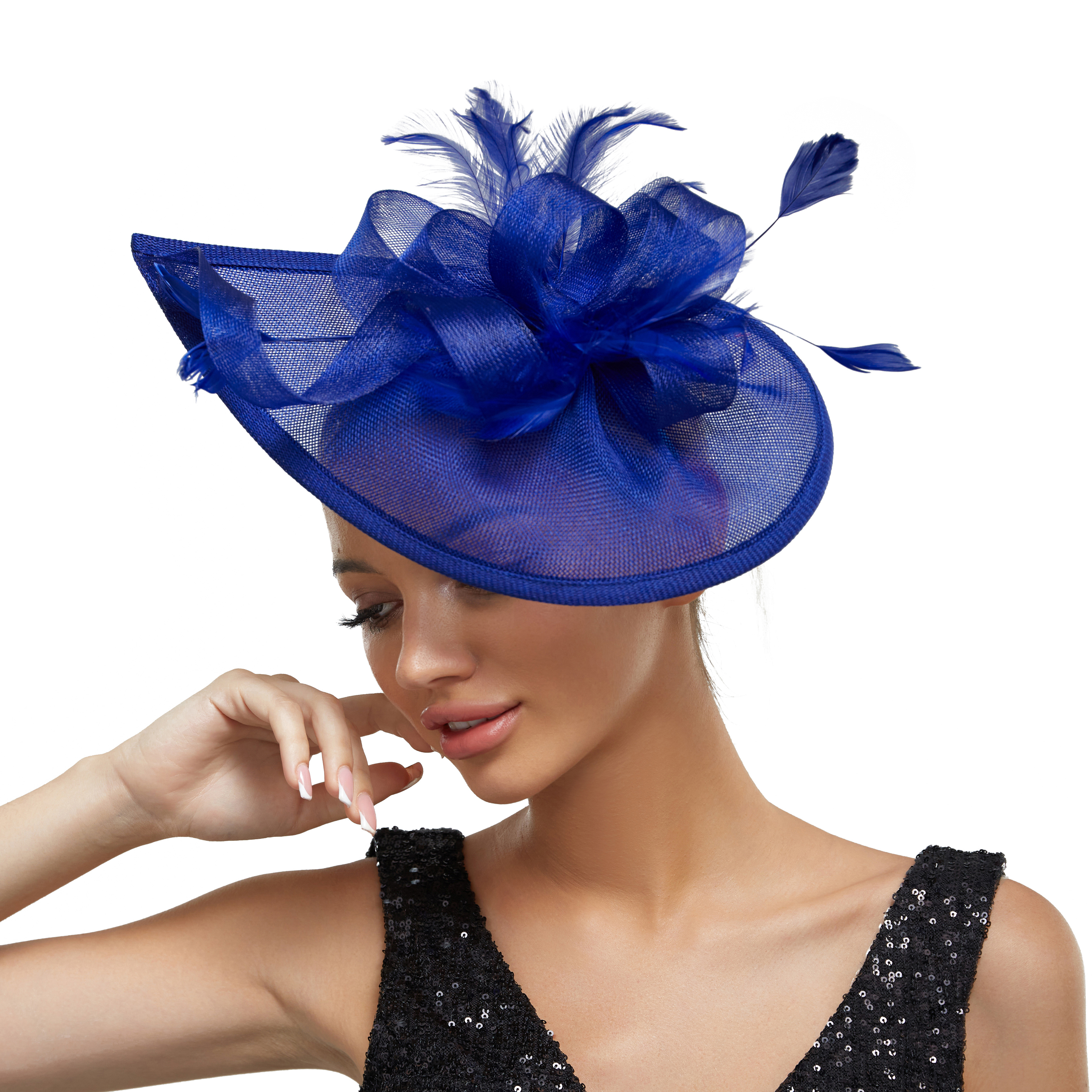 Charmante Fascinators Veer Bruiloft Mesh Hoed Bloem Bruid Cocktail Tea Party Hoofddeksels Vrouwen Hoed Hoofdband Haaraccessoire