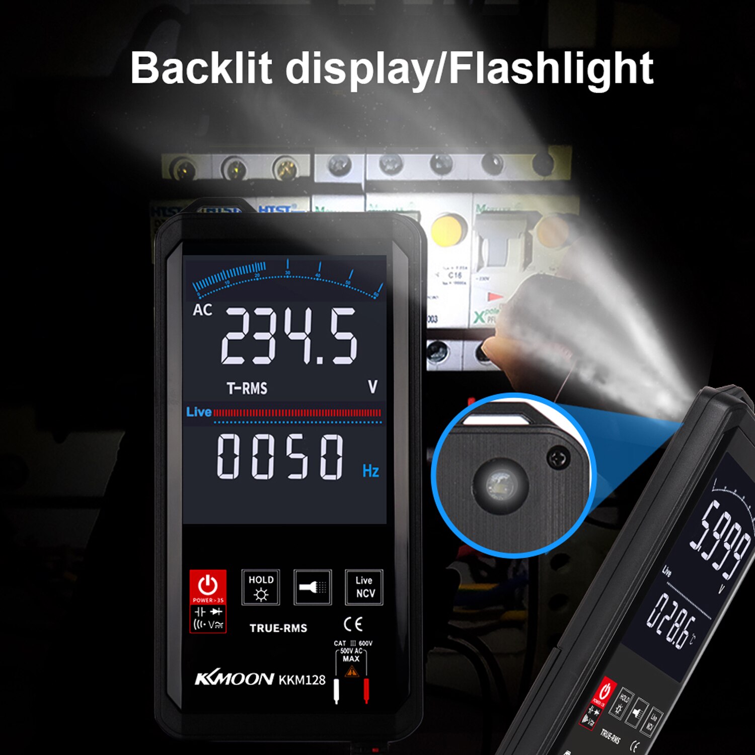 Kkmoon KKM128 4.7 Inch Aanraken Kleur Scherm Ultradunne Multimeter Spanning Frequentie Capaciteit Weerstand Meter 6000 Graven