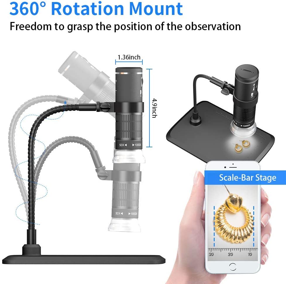 Wifi Professionele Usb Digitale Microscoop 8 Led 2MP 1000X Elektronische Microscoop Endoscoop Zoom Camera Vergrootglas + Lift St