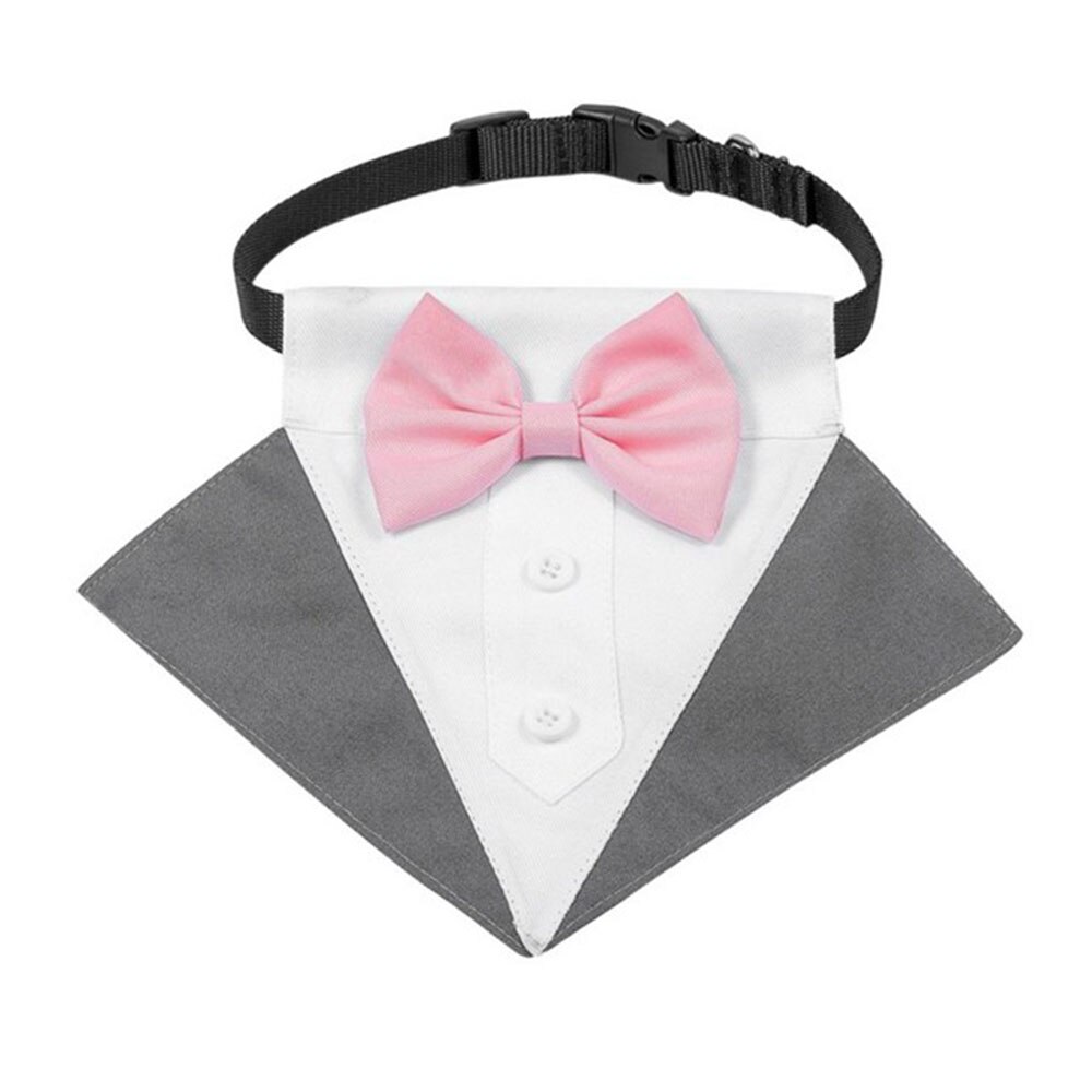 Esmoquin Formal para perro, Bandana de boda con pajarita, ajustable, para cuello de Mascota, pañuelo para perros pequeños, medianos y grandes: Gris / M