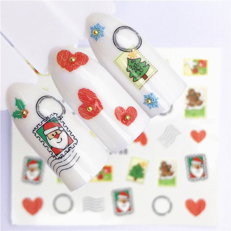1 stücke Obst Weihnachten Nagel Aufkleber Blumen pPlants Wasser Aufkleber Katze aufbringen 3D Manikübetreffend Aufkleber Nagel Kunst Dekoration m1N88: 1