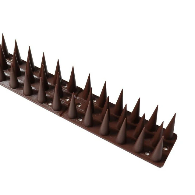 Estera repelente de aves para jardinería, picos de pared para valla, picos para pájaros, antirrobo, escalada de gatos, picos disuasorios antiaves, correas, suministro de patio: 4XL / Marrón