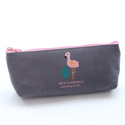 Kawaii dessin animé oiseau flamant rose Cactus toile crayon sac papeterie rangement organisateur sac fournitures scolaires étudiant prix: C