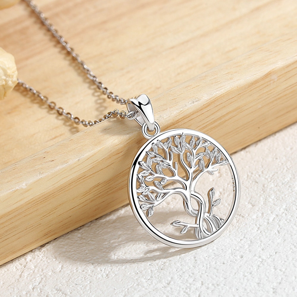 EUDORA 925 Sterling Silver Tree of Life Necklace Solid Silver Twisted Rowan Tree Charm with Silver Chain or Only Pendant CYD436