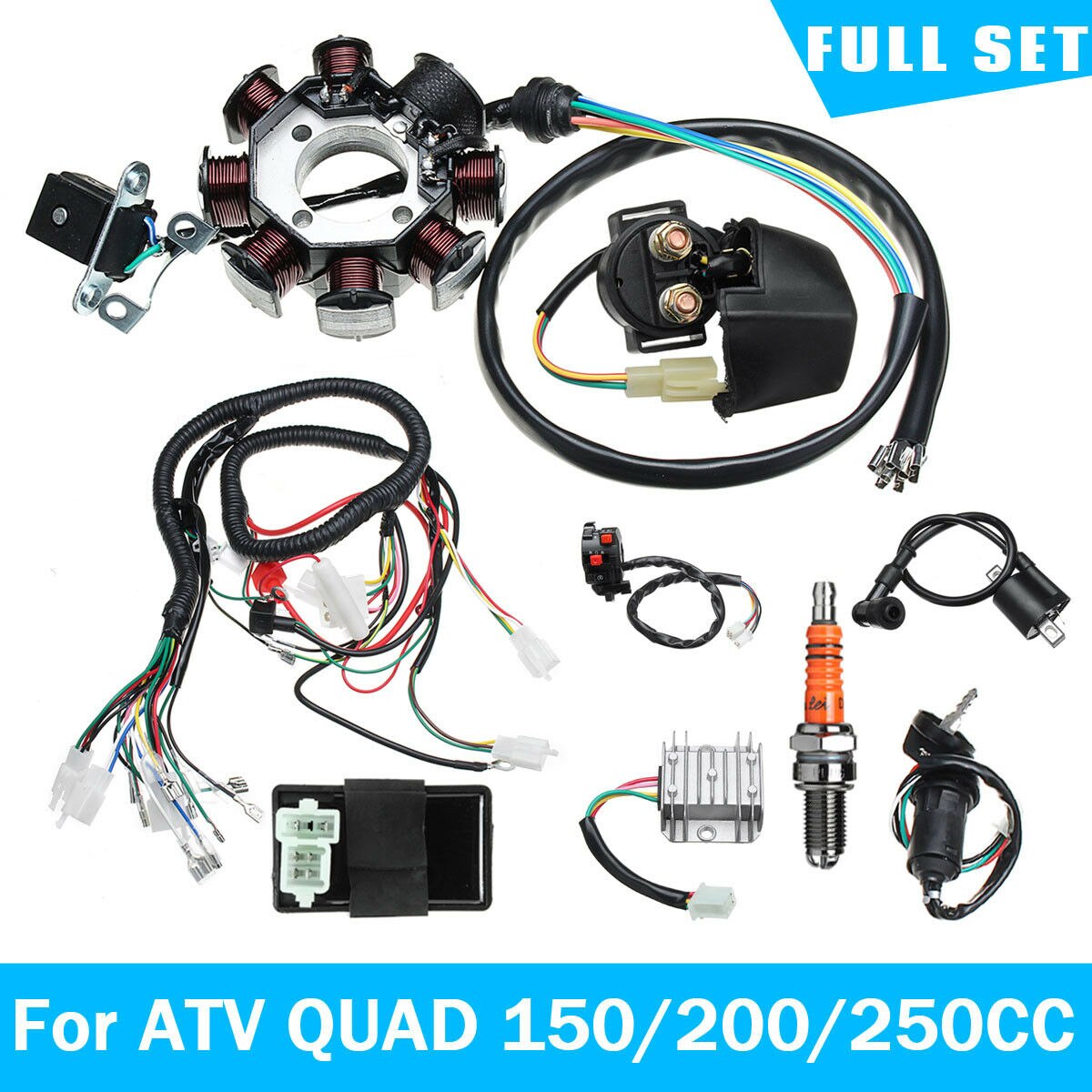 Arnés de cableado de playa ATV, accesorios de coche, arnés de cableado eléctrico, Kit completo de telar de alambre para ATV QUAD 150/200/250CC