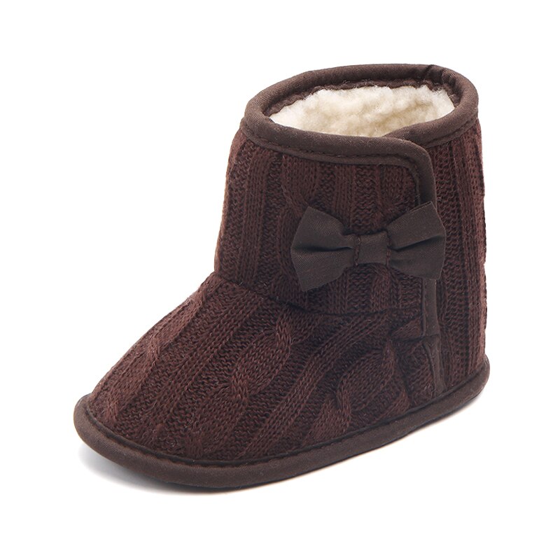 Patpat Winter Baby Peuter Meisje Solid Strik Decor Gebreide Furry Schoenen Voor Peuter Meisje Snowboots