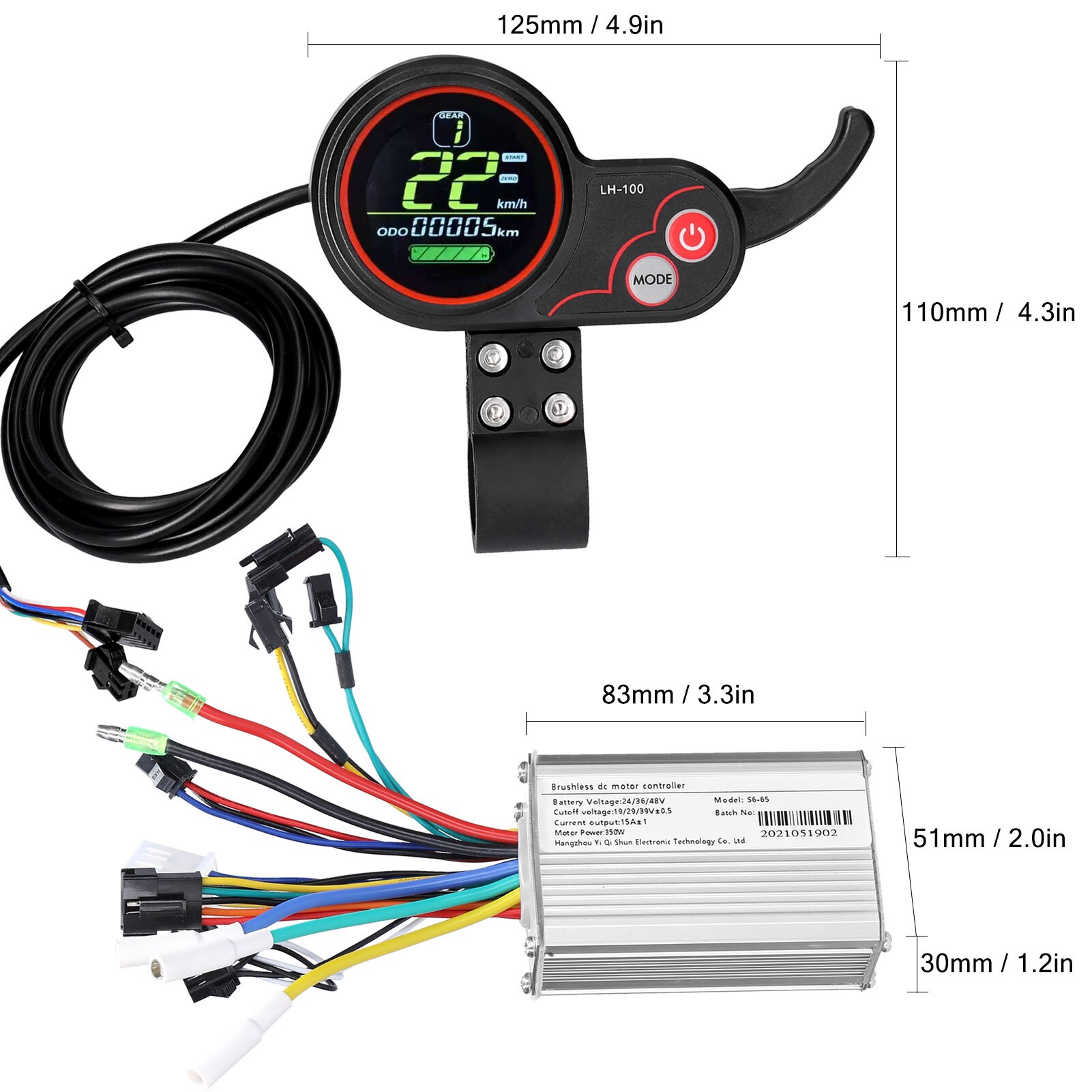 Controller voor elektrische scooter, 36 V, 36 V, 350 W, waterdicht lcd-display, borstelloze controllerset voor scooter