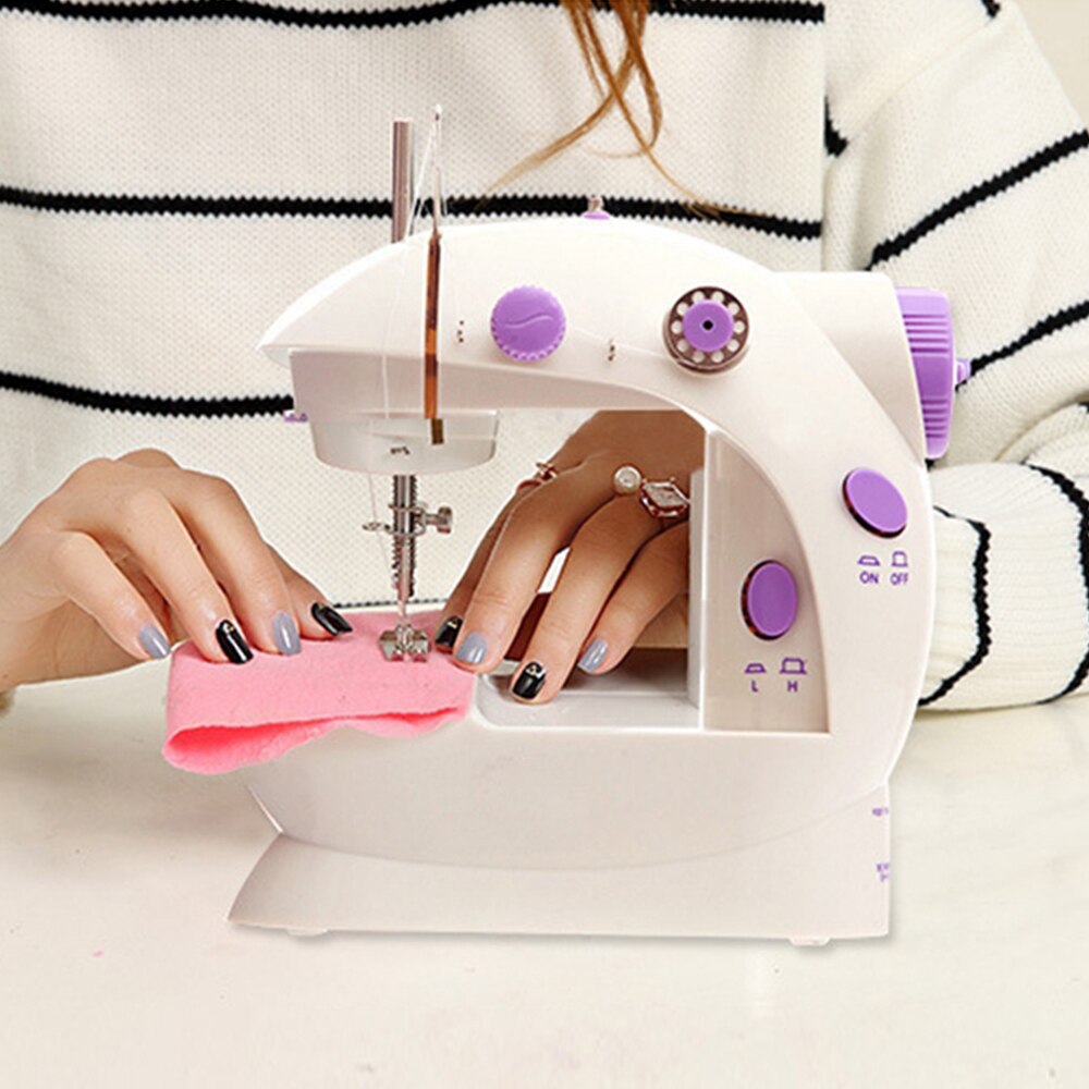 Household Mini Sewing Machine Portable Multifunction Night Light Hand Table Two Thread Foot Pedal Electric Sewing Machine Kits