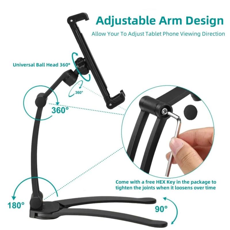 Wall Tablet Mount For Kitchen Cabinet 360 Rotating Metal Phone Tablet Bracket 5-13.5 Device for IPad IPhone Tab Stand Desktop