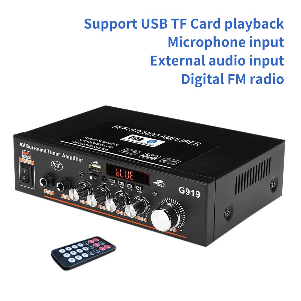 Subwoofer Surround Sound Car Audio Power Amplifier USB Input With Remote Control Portable Digital Home Theater Bluetooth 5.0
