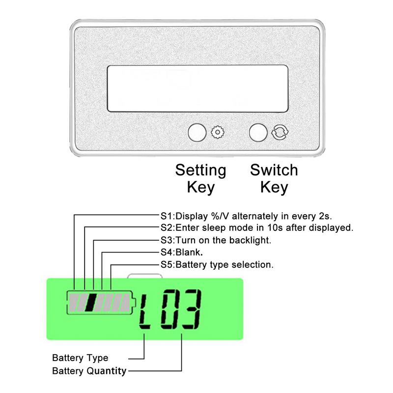 LCD Battery Capacity Monitor Gauge Meter Lead Acid Battery 6-63V Status Bluebacklight Indicator Lithium Battery Capacity Tester