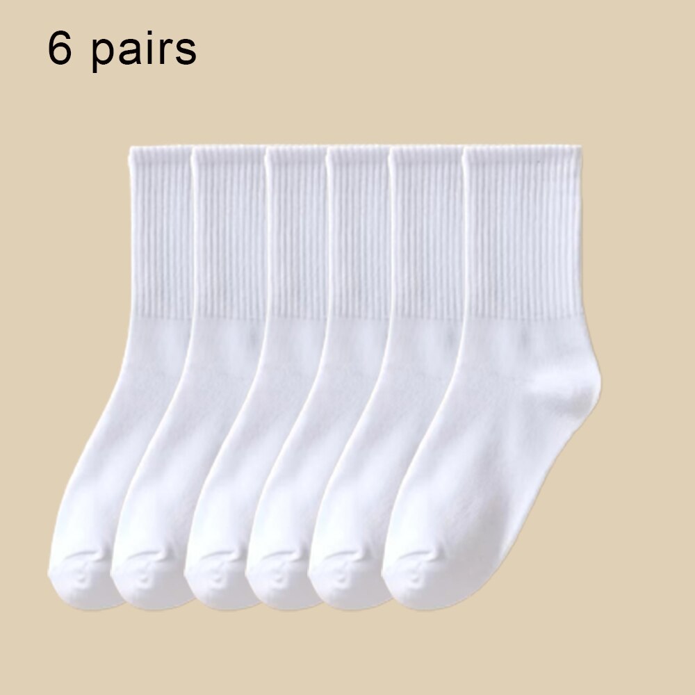 6/12 pares de calcetines medios para mujer Color sólido transpirable cómodo en otoño invierno absorbente de sudor calcetines casuales de deportes: Verde