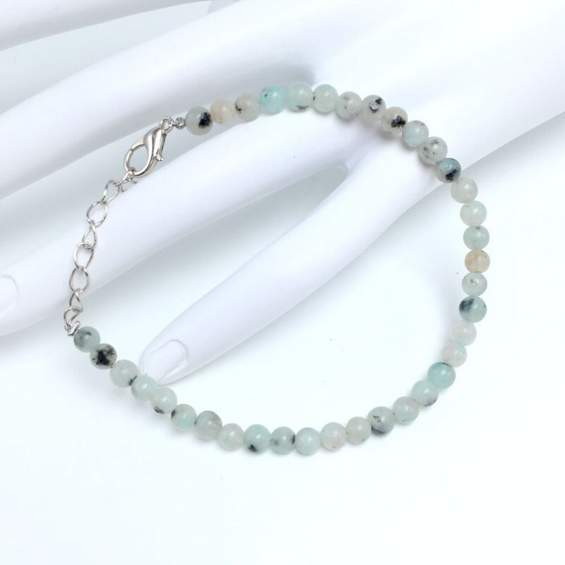 Pulsera de energía de cuentas de Chakra para mujeres y hombres, brazaletes de sodalita blanca turquesa, piedra de ágatas redondas naturales, joyería de Yoga hecha a mano, 4mm: Zinc negro plateado