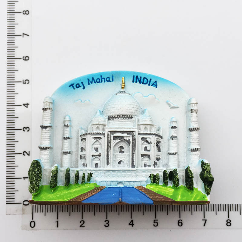 India Travel Souvenir Fridge Magnets Resin Delhi Stupa Taj Mahal Saree Magnetic Refrigerator Stickers Souvenir Crafts: Taj Mahal White