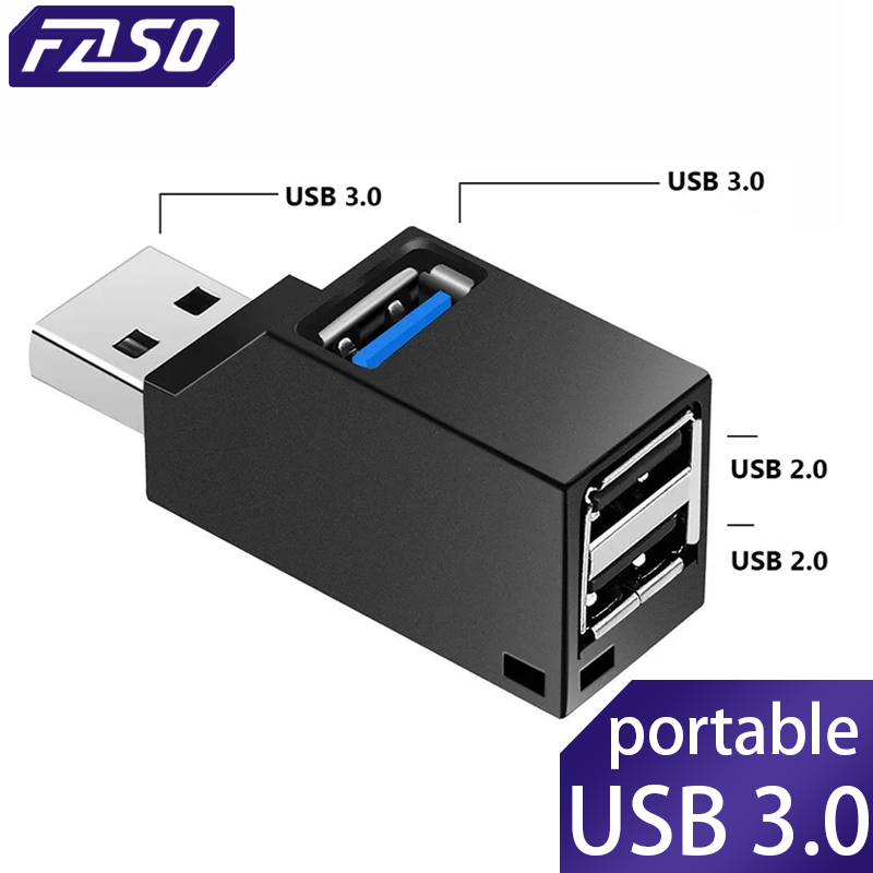 FASO Usb HUB port hub USB 3.0 HUB Adapter Extender Mini Splitter Box 1 to 3 Ports High Speed USB 2.0 For PC Laptop Disk Card PC