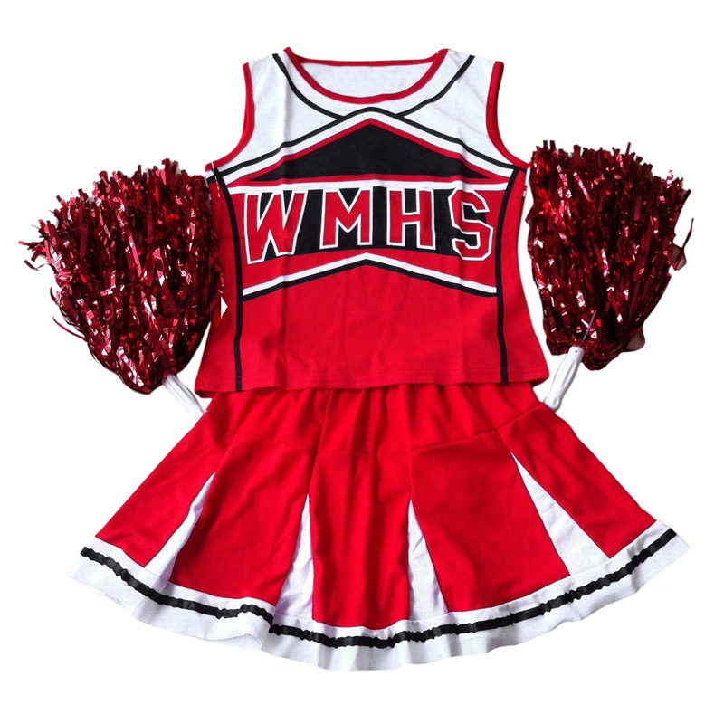 Tank Top Petticoat Pom Pom-Pom Cheerleader Cheer Leiders L (38-40) 2 Piece/m (34-36) 2 Stuk Pak Rood Kostuum