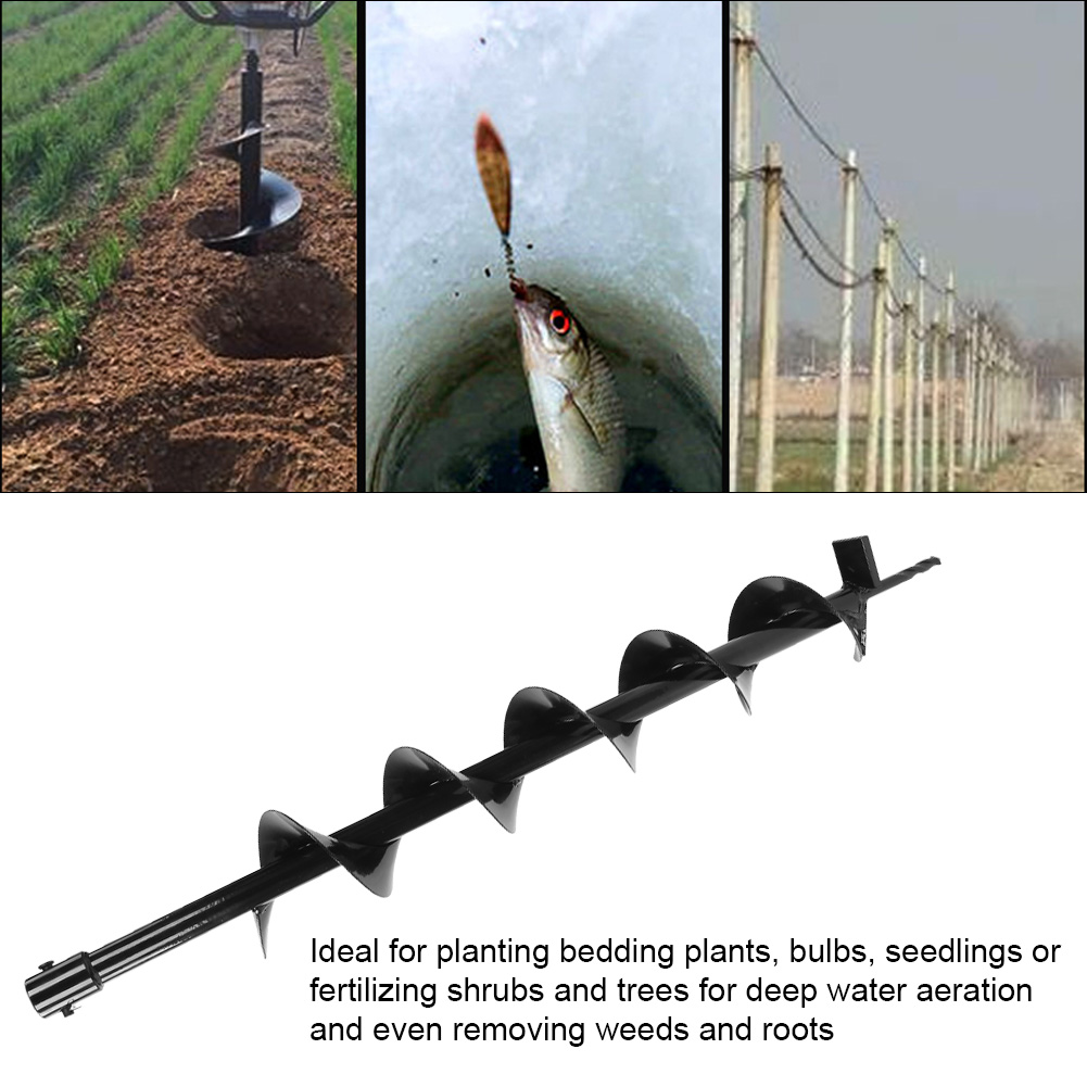 Hole Digger Drill Bit, Earth Auger Drill Bit Garden Planting Post Hole Digger 100x800mm Single Blade