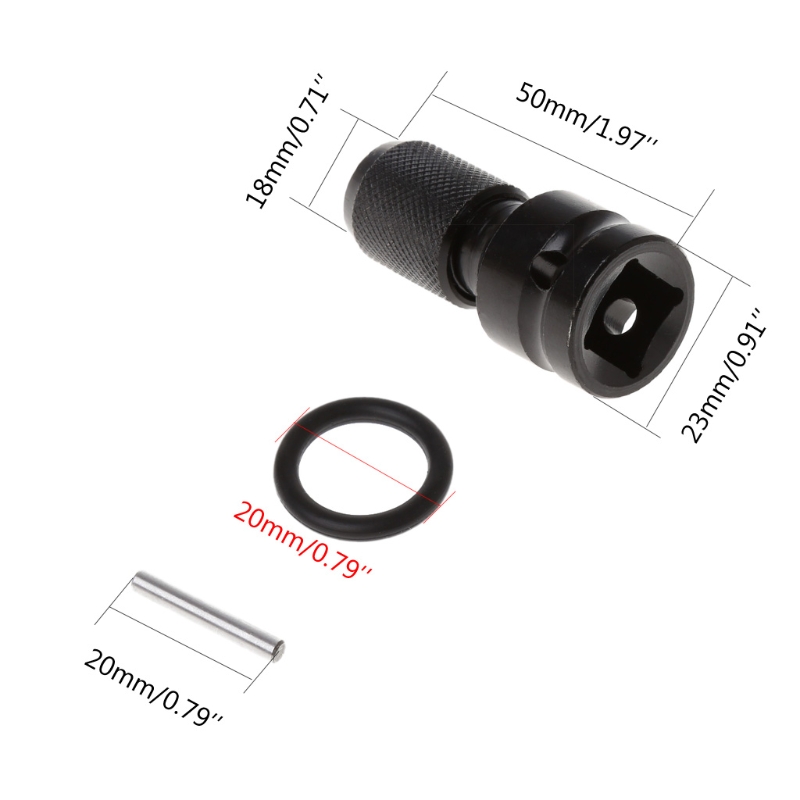 1/2"Drive To 1/4"Hex Shank Converter Quick Release Chuck Screwdriver Bit Adapter