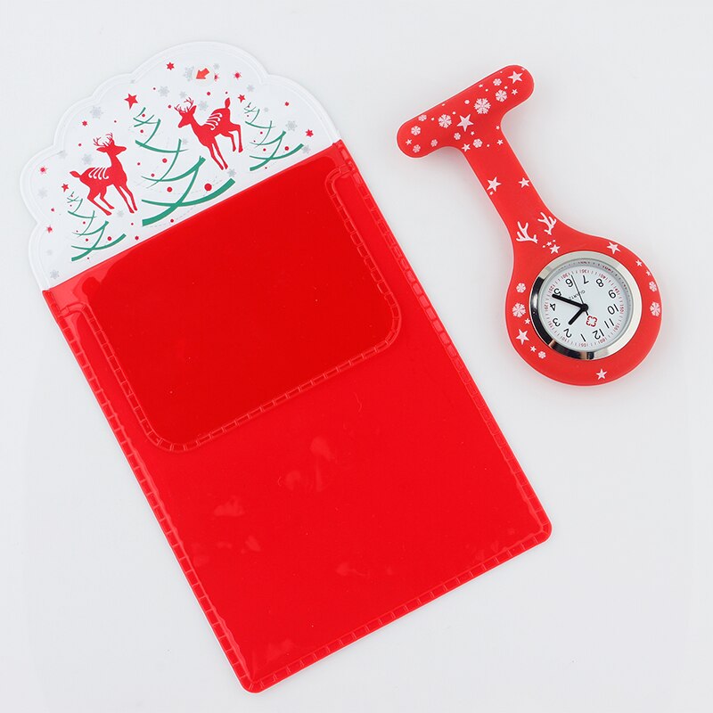 God jul silikon brosch klocka sjuksköterska fob klocka omvårdnad quartz pennklämmor läkare sjuksköterskor dedikerad pennväska praktisk: Ws002p- st pvc-röda