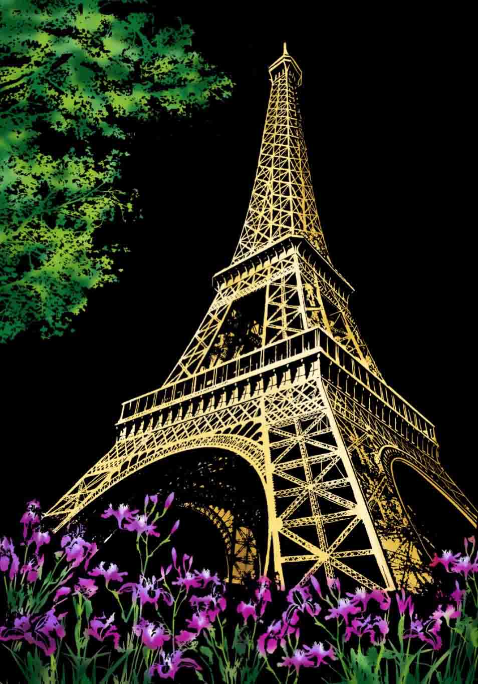 Decorative painting scratch Scraping painting drawing paper world Sightseeing pictures decoration birthday: Paris