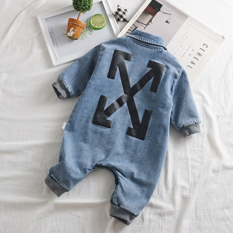 66-100cm winter denim dikke warme fleece binnenkant baby gap baby jongen winter romper baby meisje overall