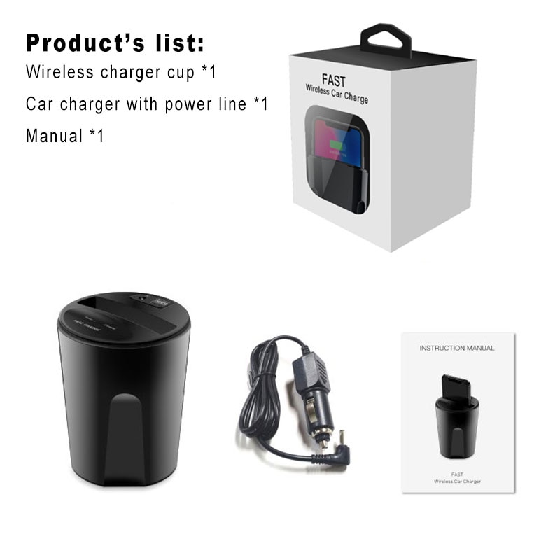 Ascromie pour iPhone X XS chargeur de voiture sans fil tasse Qi support de charge pour iPhone 8 Samsung Galaxy S9 S8 S7 chargeur à Induction
