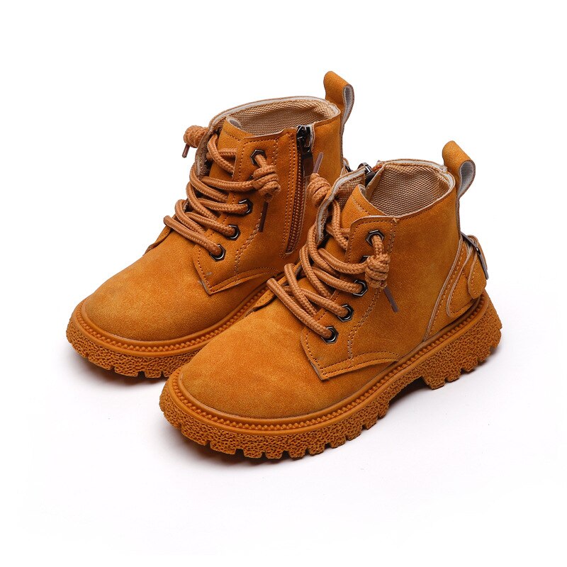 Botas de cuero para niños y niñas, zapatos de felpa a la , impermeables, antideslizantes, cálidos, 21-30, otoño e invierno,