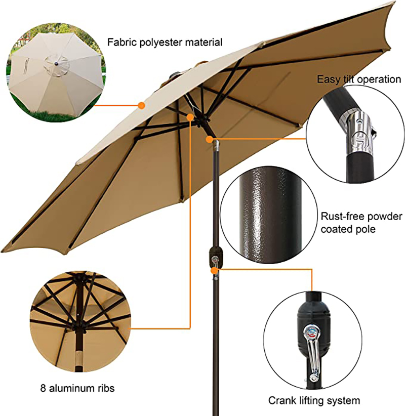 Tela de poliéster acanalada para sombrilla, superficie de sombrilla para Patio exterior, tela de repuesto, tela de sombrilla impermeable