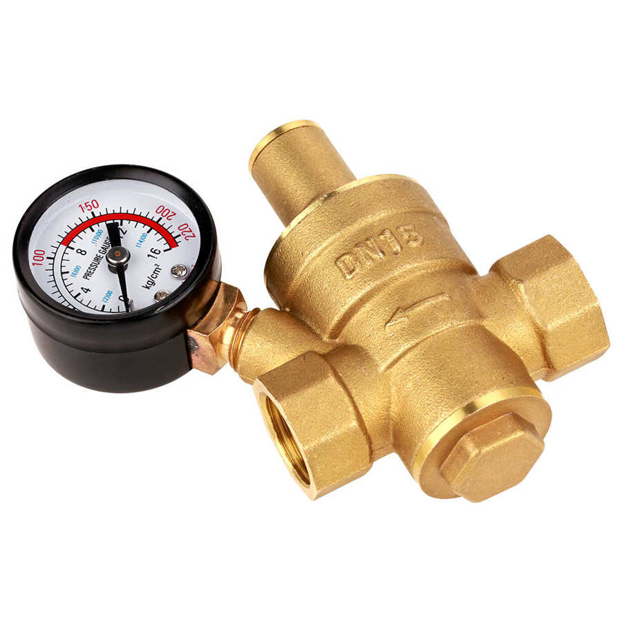 DN25/DN20/DN15 Brass Adjustable Water Pressure Regulator Reducer Maintain Valves Regulator Valves Welding Pressure Gauge Meter