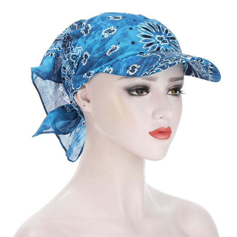 Casquette de Baseball, Bandana Turban carré, style Boho, motif Floral, coton, ajustable, pour femmes et hommes, visière solaire, chapeau Hip Hop: Bleu Royal