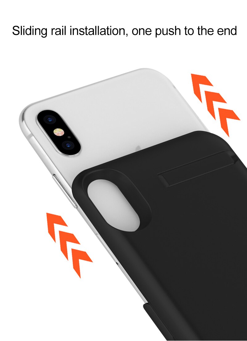 5200 mah uppladdningsbart batteriladdarfodral för iphone x extern bärbar telefonhållare powerbankfodral backup skal för iphone x