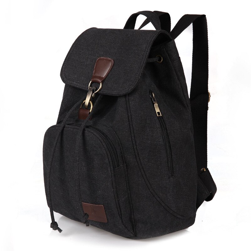 Chuwanglin Female women canvas backpack preppy style school Lady girl student school laptop bag mochila bolsas ZDD6294: Black