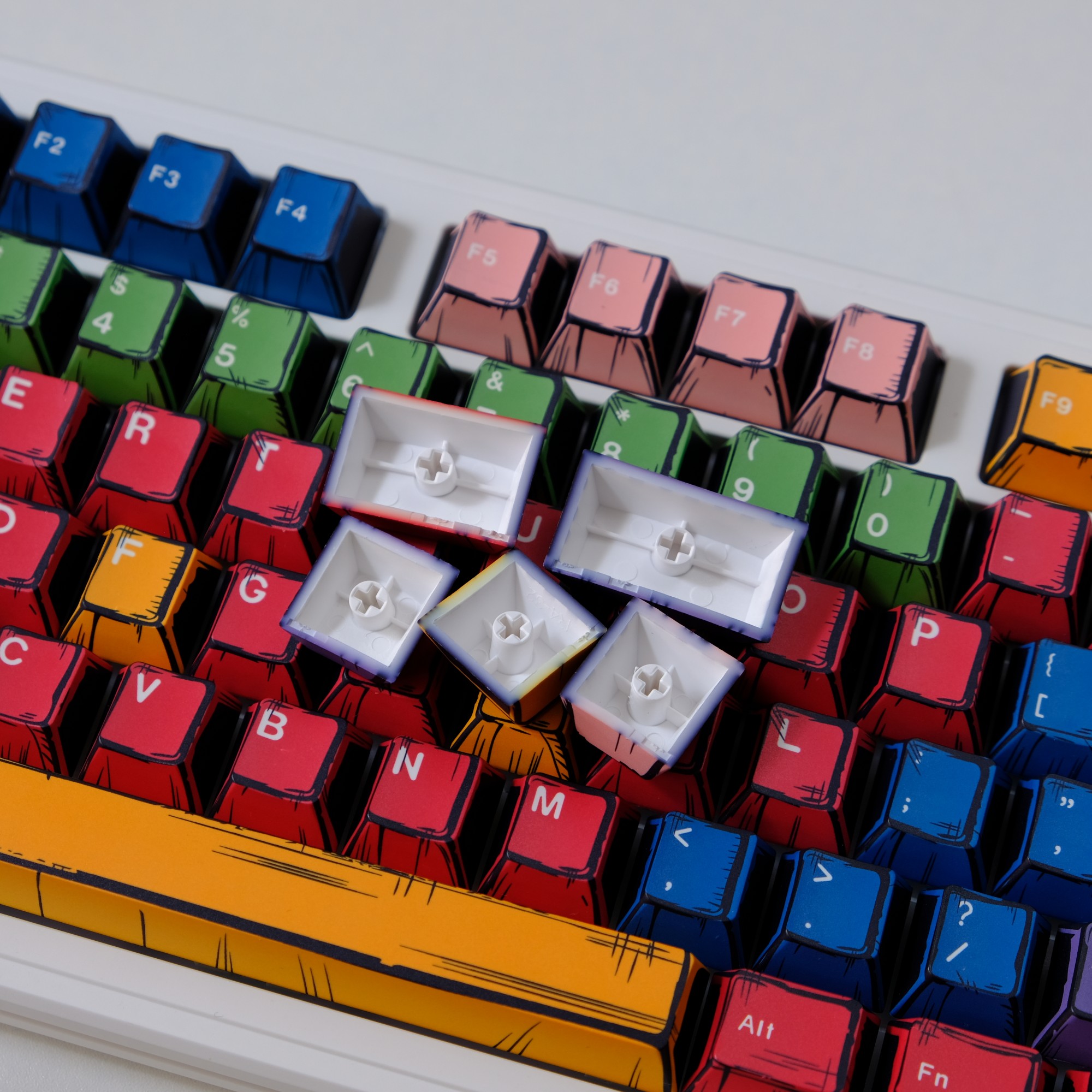 Comic Keycaps PBT Cherry Keycap Panels For MAD 60 68 Rainy 75 Mechanical Keyboard Magnetic Keyboard Custom DIY Dye Sub Key Caps