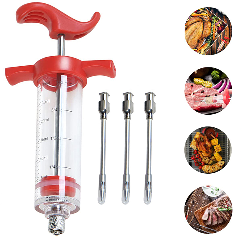 Jeringa de jugo asado, jeringa de condimentos, aguja de pavo, carne de res marinada, barbacoa, jeringa de condimentos, aguja, herramienta de Catering de cocina