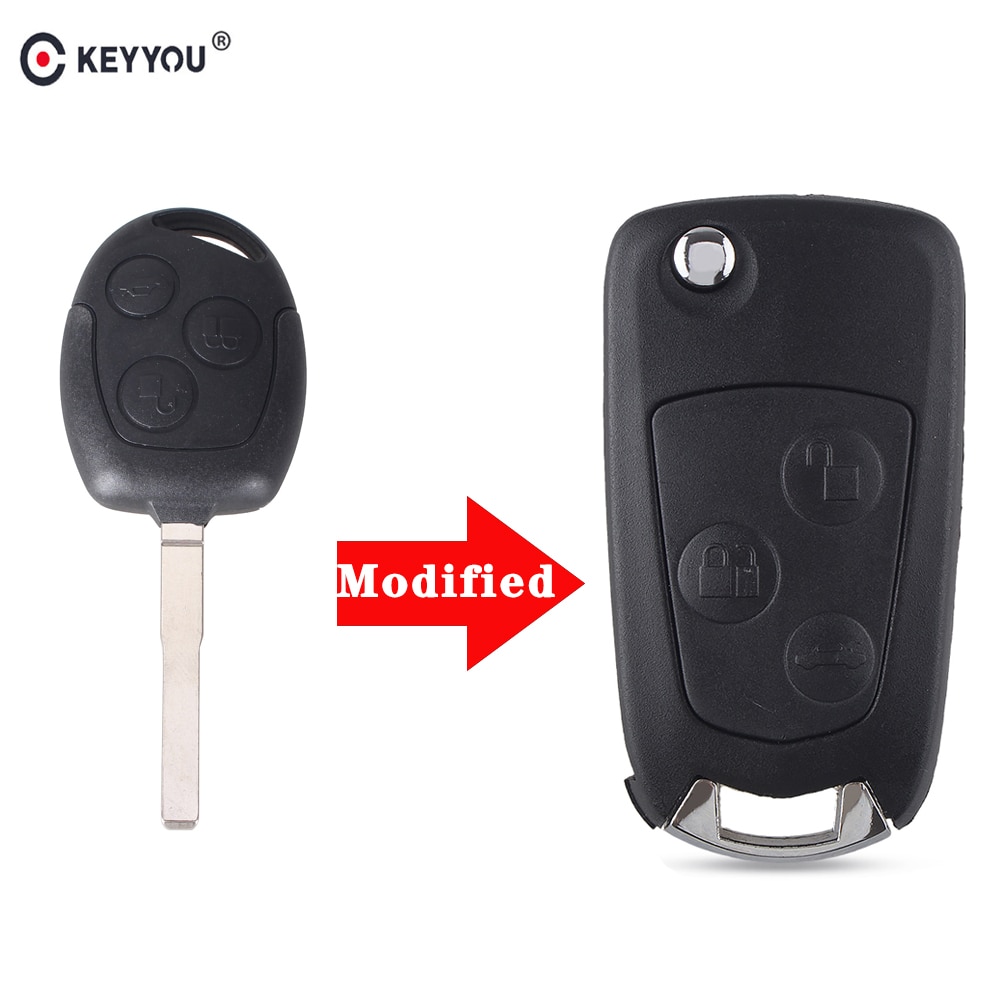 Keyyou 3 Knoppen Key Case Gewijzigd Flip Vouwen Afstandsbediening Sleutel Flip Fob Shell Voor Ford Focus Mondeo Fiesta Ka: Model 2