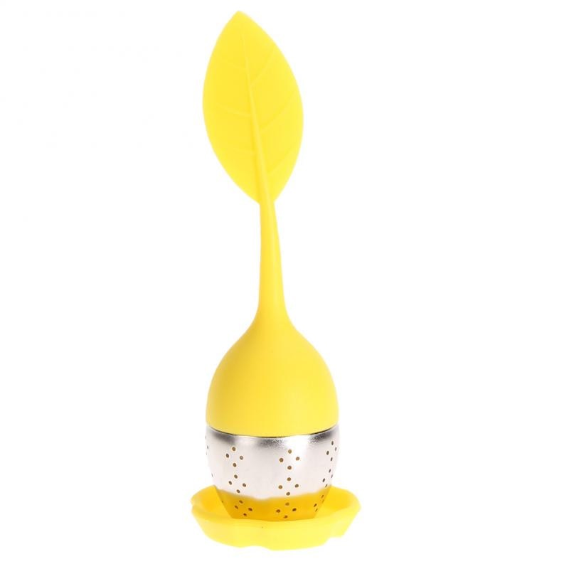 1Pc Silicone Thee-ei Veiligheid Theezakje Theezeefje Voor Thee Pot Cup Gebruik Leuke Mensen Vorm Thuis keuken Bar Thee Filter: Yellow