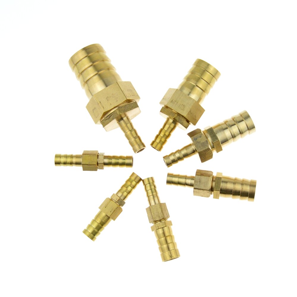 Messing Koper 8mm Slangpilaar Pijp Montage om 10mm 12mm 19mm OD Raccord Barb Reducer Air Tube Adapter Buisleidingen Gas Coupler