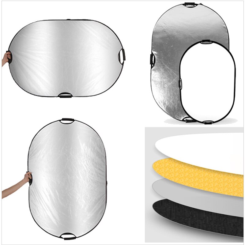 5 in 1 Multi Disc Photography Studio Photo Oval Collapsible Light Reflector Handhold Portable Photo Disc 80x120cm Flash Diffuser